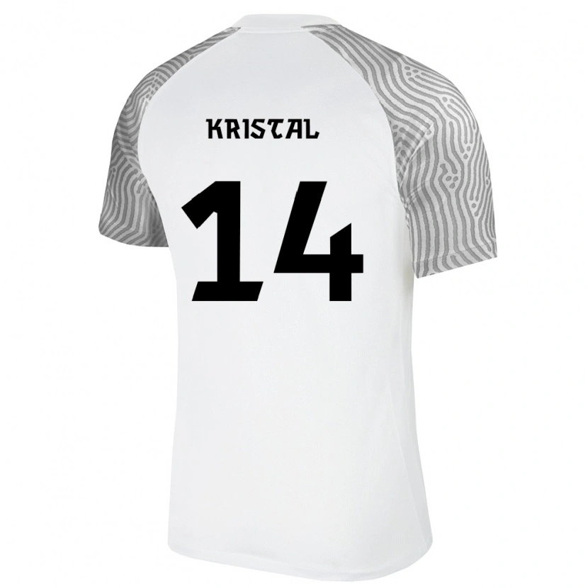 Danxen Dětské Estonsko Patrik Kristal #14 Bílá Šedá Daleko Hráčské Dresy 26-28 Dres