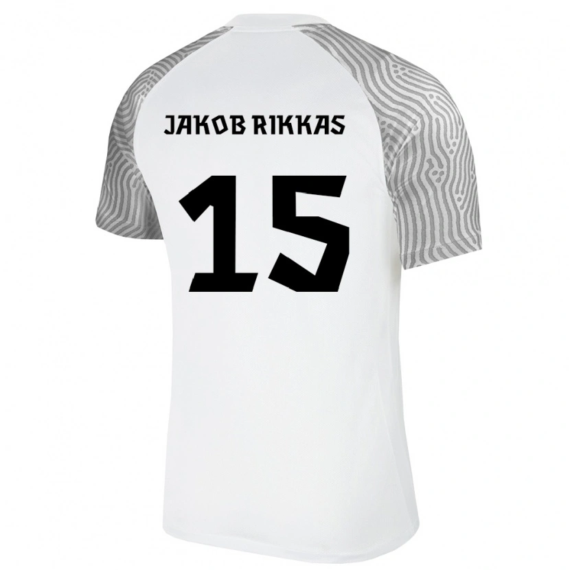Danxen Dětské Estonsko Henri Jakob Rikkas #15 Bílá Šedá Daleko Hráčské Dresy 26-28 Dres