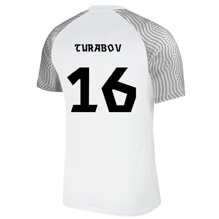Danxen Dětské Estonsko Ruslan Turabov #16 Bílá Šedá Daleko Hráčské Dresy 26-28 Dres