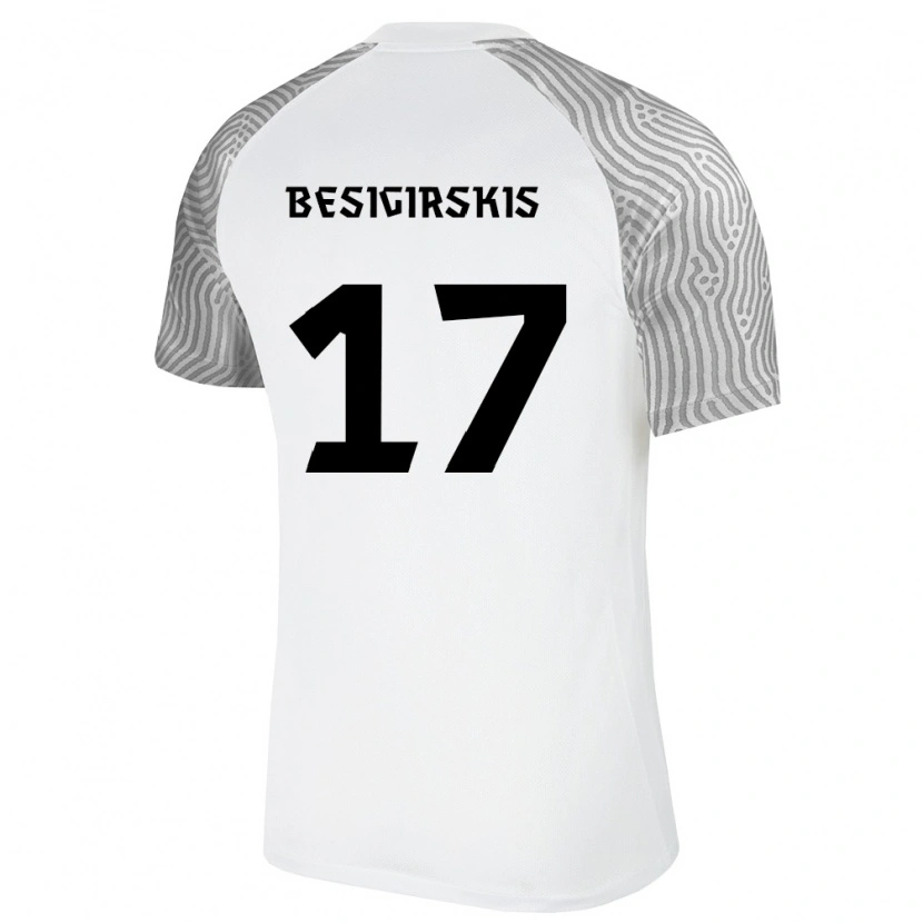 Danxen Dětské Estonsko Arnas Besigirskis #17 Bílá Šedá Daleko Hráčské Dresy 26-28 Dres