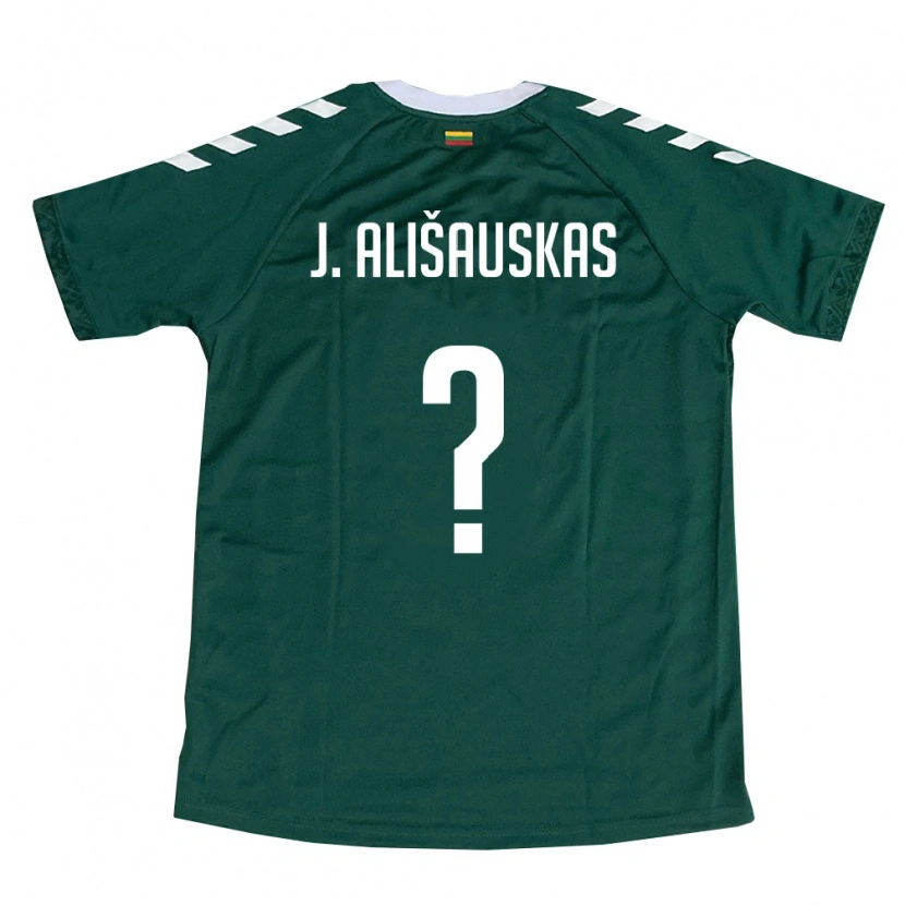 Danxen Dětské Litva Jordanas Ališauskas #0 Tmavě Zelená Bílá Daleko Hráčské Dresy 26-28 Dres