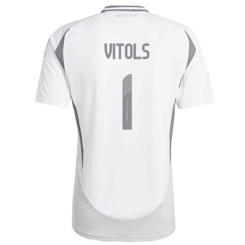 Danxen Dětské Lotyšsko Rodrigo Vitols #1 Bílá Tmavě Šedá Daleko Hráčské Dresy 26-28 Dres