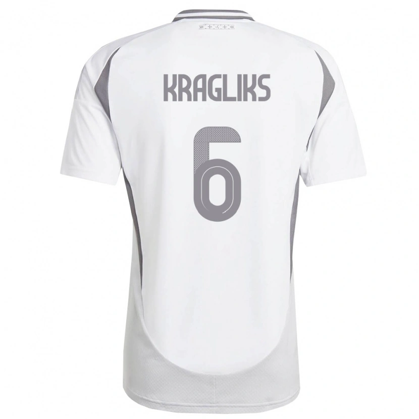 Danxen Dětské Lotyšsko Ralfs Kragliks #6 Bílá Tmavě Šedá Daleko Hráčské Dresy 26-28 Dres