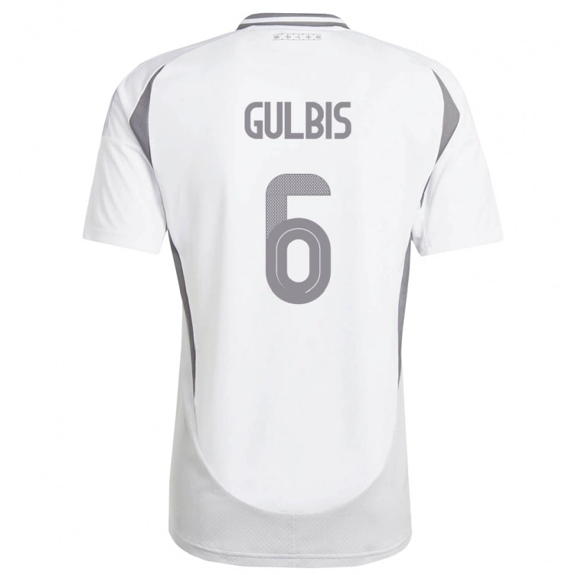 Danxen Dětské Lotyšsko Henrijs Gulbis #6 Bílá Tmavě Šedá Daleko Hráčské Dresy 26-28 Dres