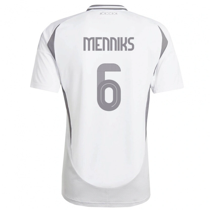 Danxen Dětské Lotyšsko Mikelis Menniks #6 Bílá Tmavě Šedá Daleko Hráčské Dresy 26-28 Dres