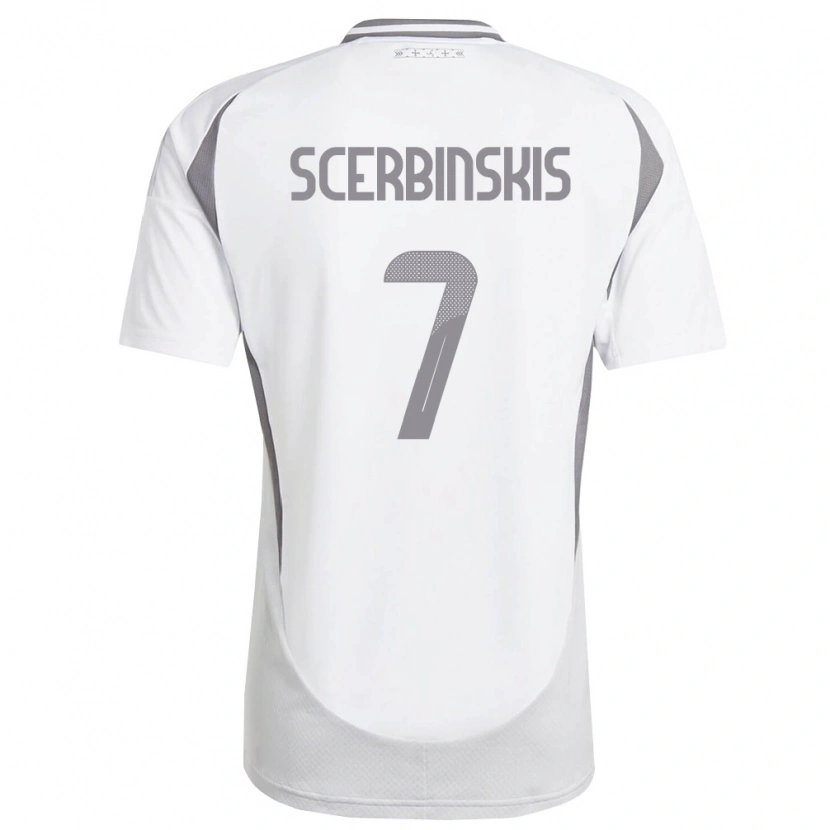 Danxen Dětské Lotyšsko Aleks Scerbinskis #7 Bílá Tmavě Šedá Daleko Hráčské Dresy 26-28 Dres