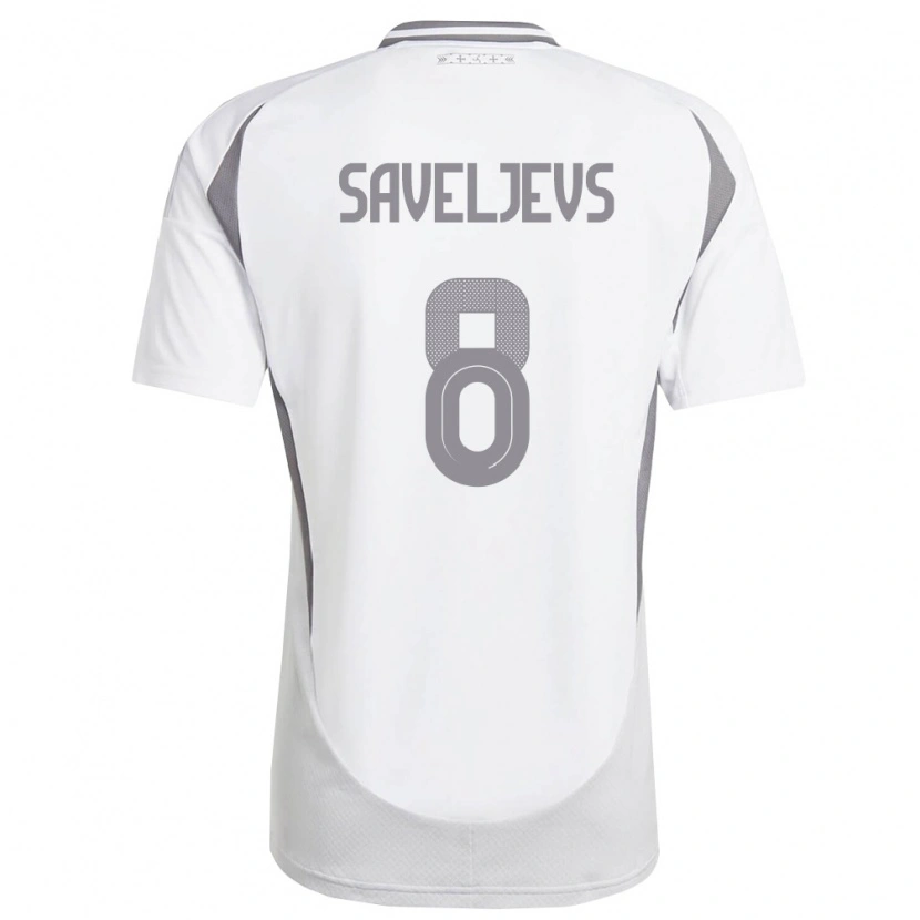 Danxen Dětské Lotyšsko Alims Saveljevs #8 Bílá Tmavě Šedá Daleko Hráčské Dresy 26-28 Dres