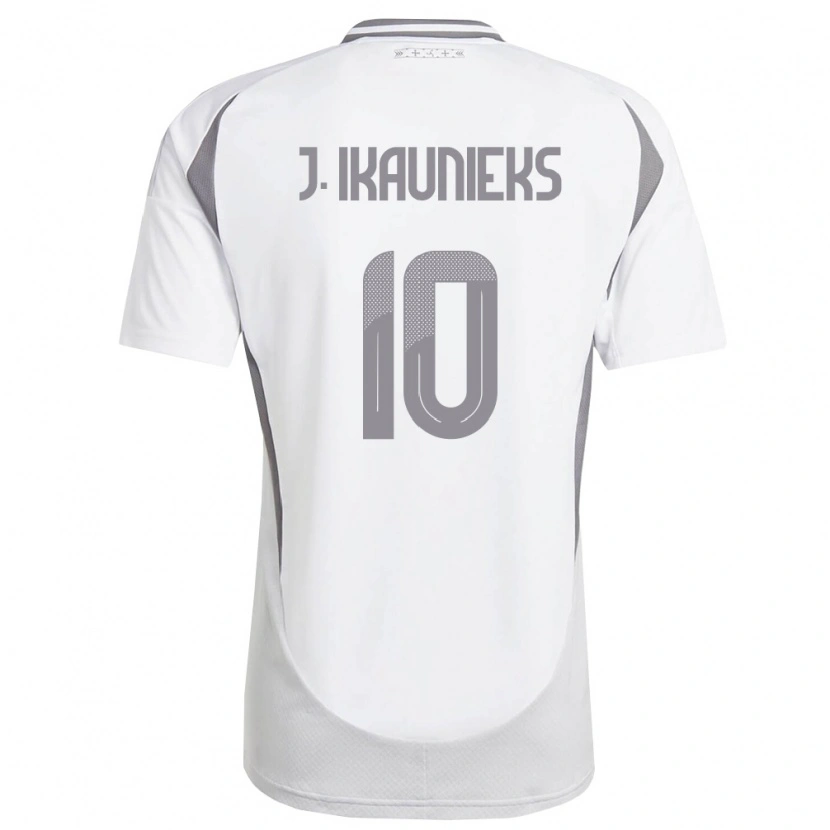 Danxen Dětské Lotyšsko Janis Ikaunieks #10 Bílá Tmavě Šedá Daleko Hráčské Dresy 26-28 Dres