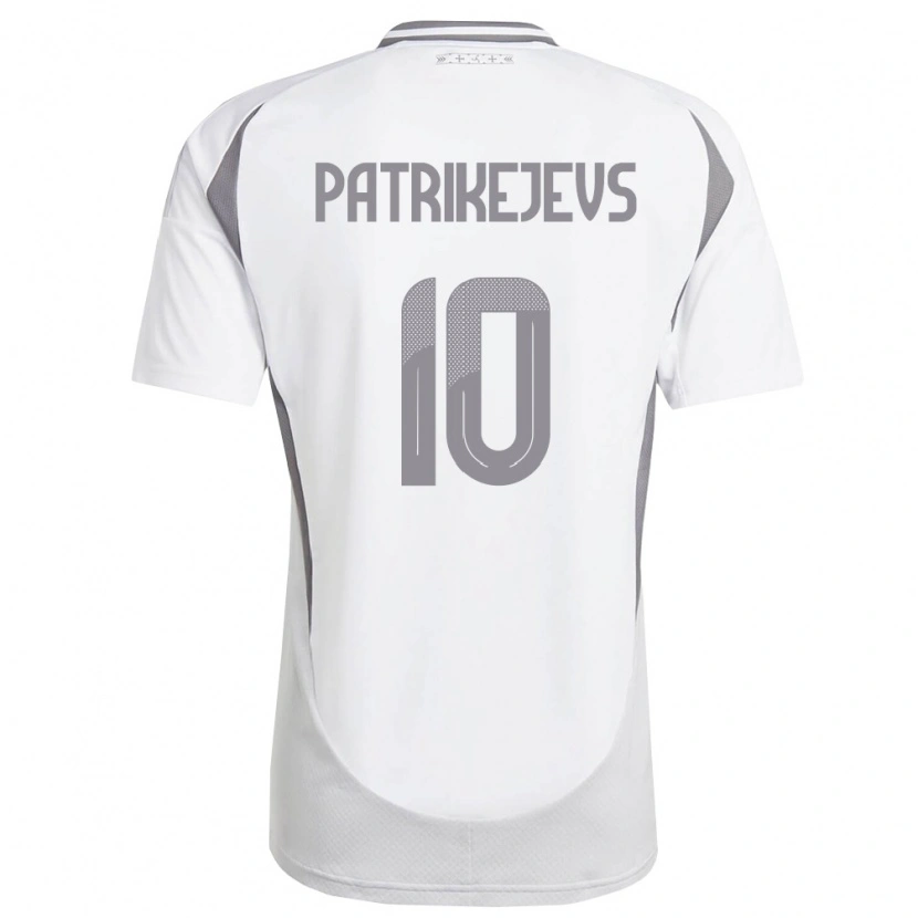 Danxen Dětské Lotyšsko Ivans Patrikejevs #10 Bílá Tmavě Šedá Daleko Hráčské Dresy 26-28 Dres