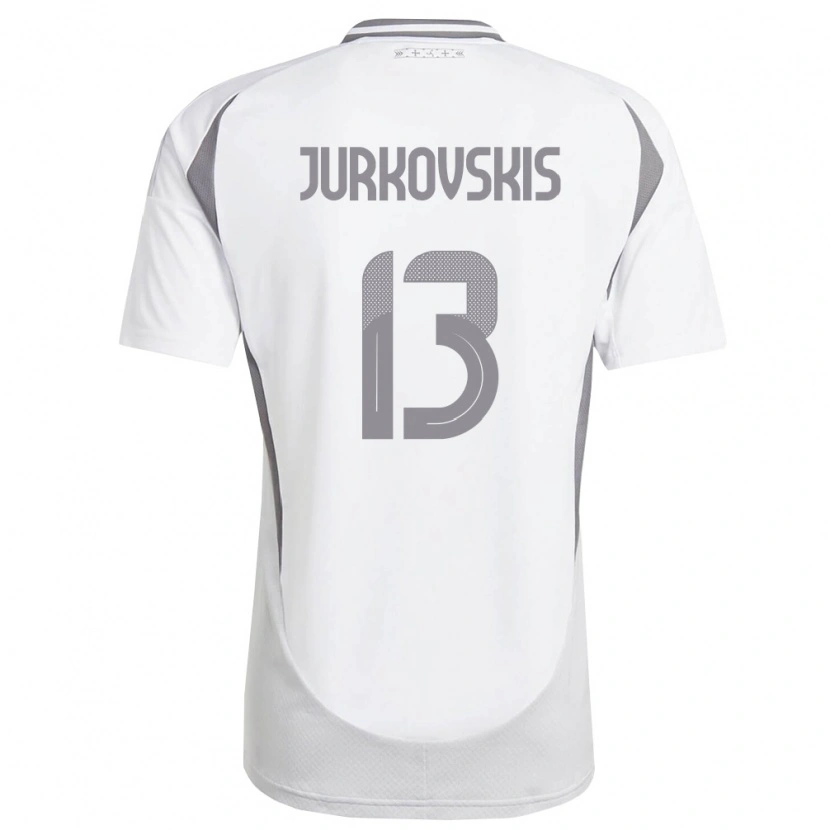 Danxen Dětské Lotyšsko Raivis Jurkovskis #13 Bílá Tmavě Šedá Daleko Hráčské Dresy 26-28 Dres