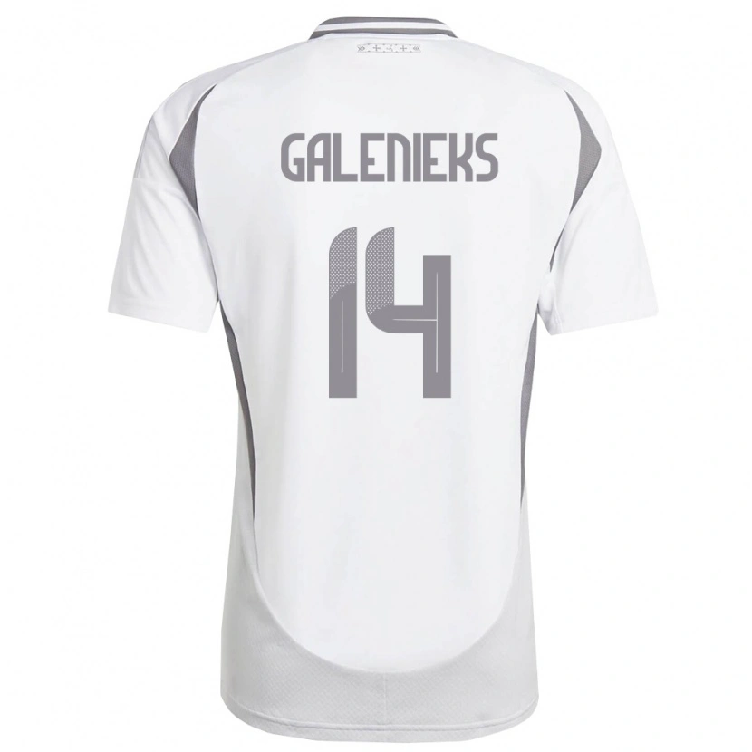 Danxen Dětské Lotyšsko Emils Galenieks #14 Bílá Tmavě Šedá Daleko Hráčské Dresy 26-28 Dres