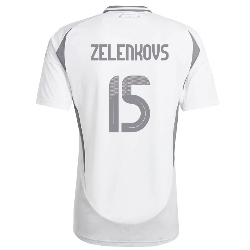 Danxen Dětské Lotyšsko Dmitrijs Zelenkovs #15 Bílá Tmavě Šedá Daleko Hráčské Dresy 26-28 Dres