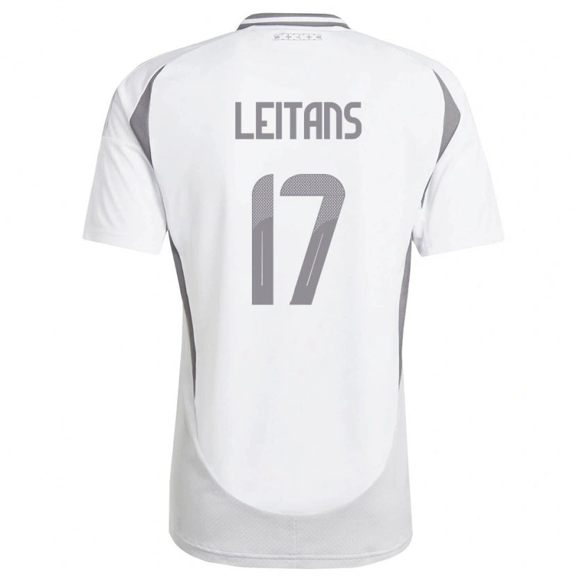 Danxen Dětské Lotyšsko Gustavs Leitans #17 Bílá Tmavě Šedá Daleko Hráčské Dresy 26-28 Dres