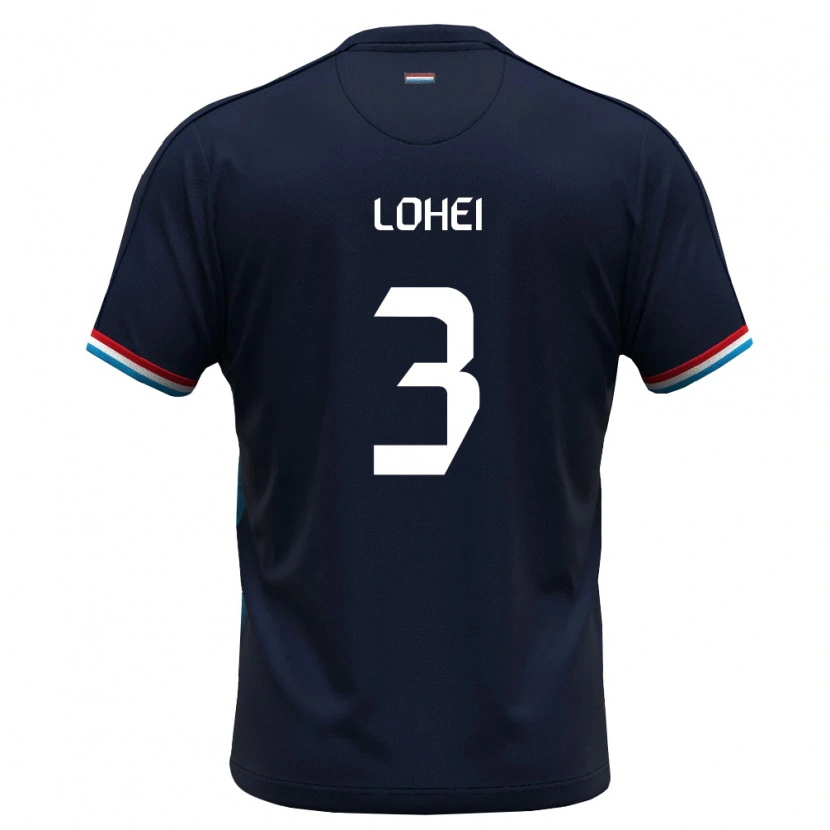 Danxen Dětské Lucembursko Fabio Lohei #3 Královská Modrá Červená Daleko Hráčské Dresy 26-28 Dres