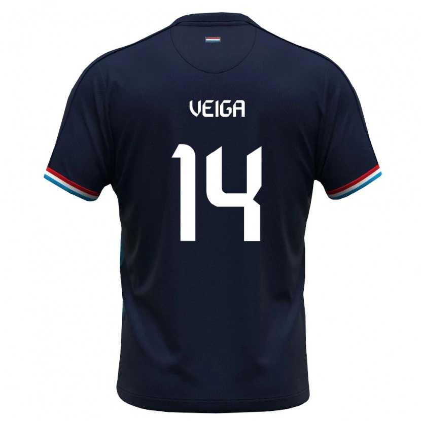 Danxen Dětské Lucembursko Eric Veiga #14 Královská Modrá Červená Daleko Hráčské Dresy 26-28 Dres