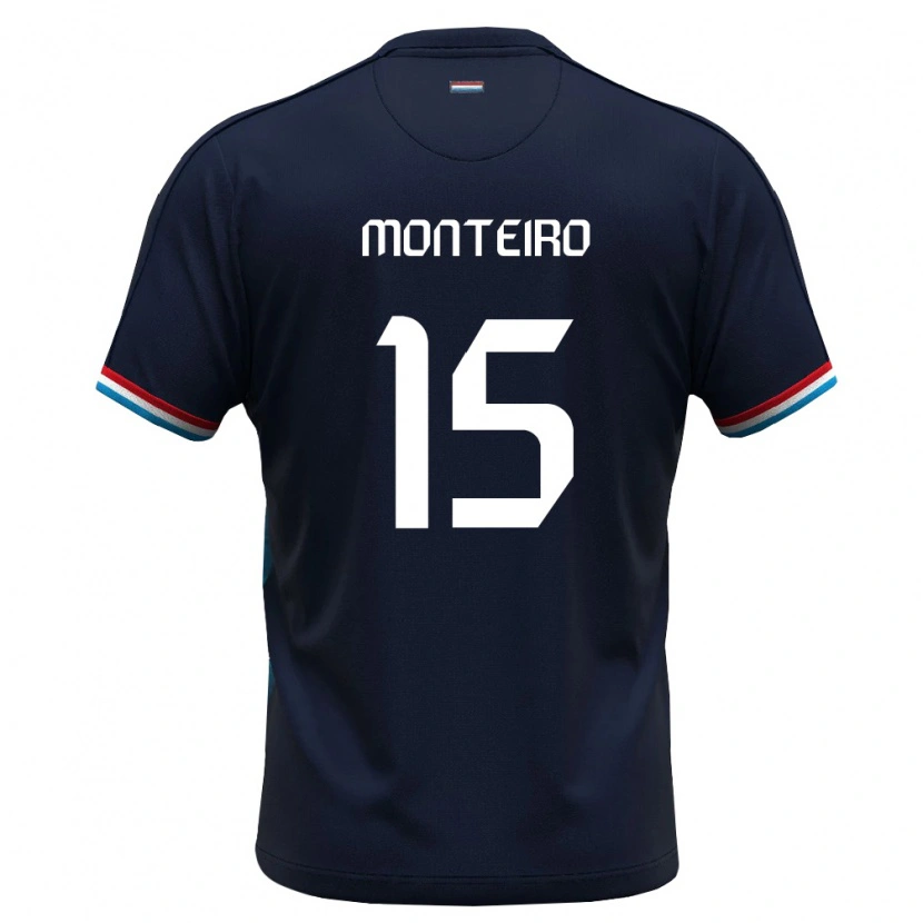 Danxen Dětské Lucembursko Diogo Monteiro #15 Královská Modrá Červená Daleko Hráčské Dresy 26-28 Dres
