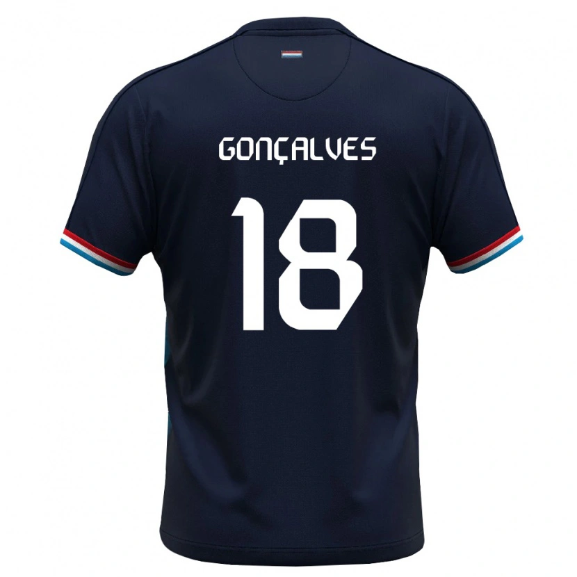 Danxen Dětské Lucembursko Miguel Gonçalves #18 Královská Modrá Červená Daleko Hráčské Dresy 26-28 Dres
