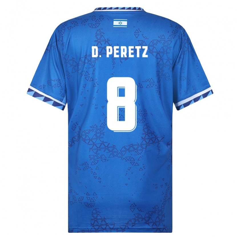 Danxen Dětské Izrael Dor Peretz #8 Modrá Bílá Daleko Hráčské Dresy 26-28 Dres