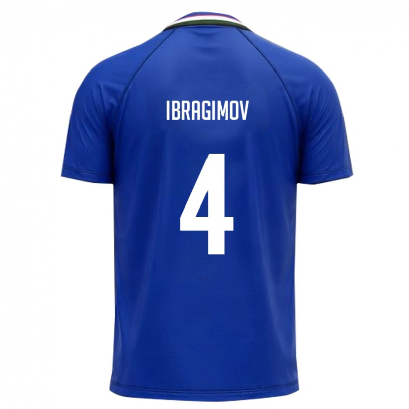 Danxen Pánské Uzbekistán Sunnat Ibragimov #4 Královská Modrá Bílá Domů Hráčské Dresy 26-28 Dres