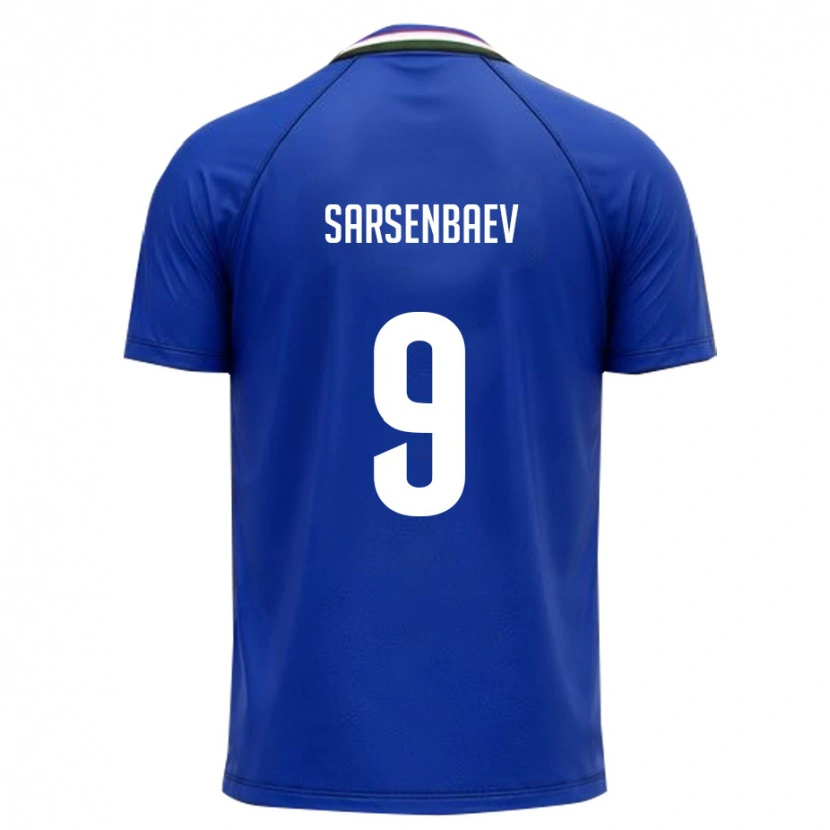 Danxen Pánské Uzbekistán Nurbek Sarsenbaev #9 Královská Modrá Bílá Domů Hráčské Dresy 26-28 Dres