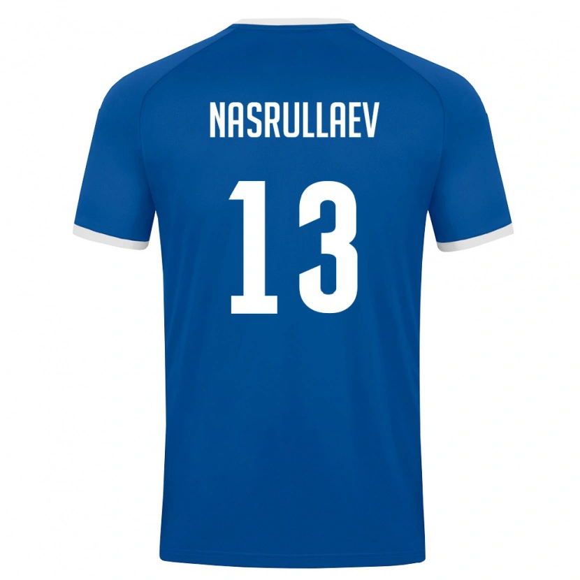 Danxen Pánské Uzbekistán Sherzod Nasrullaev #13 Královská Modrá Bílá Domů Hráčské Dresy 26-28 Dres