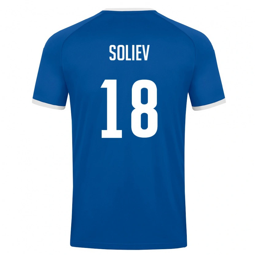 Danxen Pánské Uzbekistán Abdulvosid Soliev #18 Královská Modrá Bílá Domů Hráčské Dresy 26-28 Dres