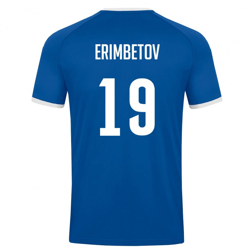 Danxen Pánské Uzbekistán Azizbek Erimbetov #19 Královská Modrá Bílá Domů Hráčské Dresy 26-28 Dres