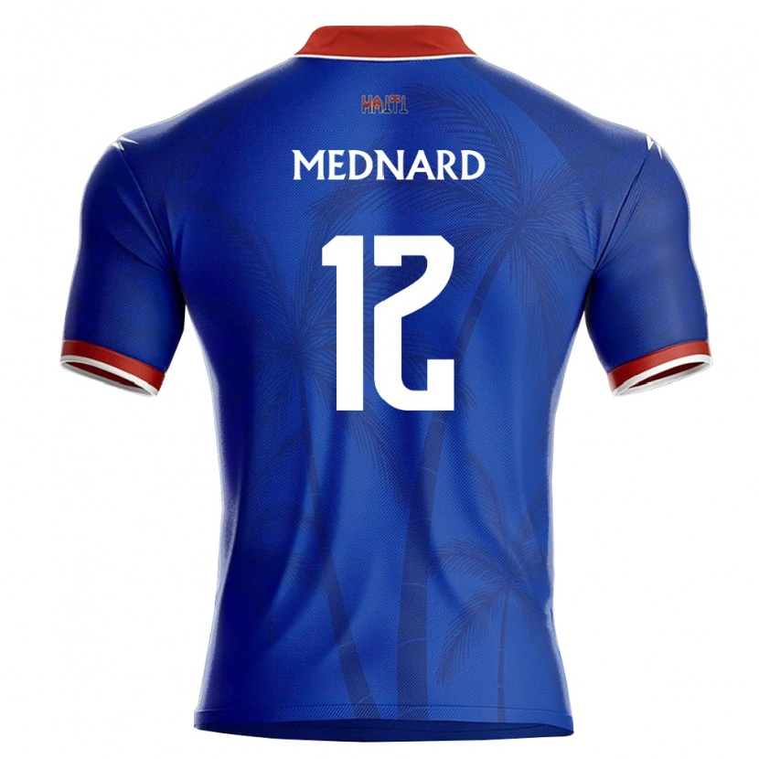 Danxen Pánské Haiti Jonah Mednard #12 Modrá Červená Bílá Domů Hráčské Dresy 26-28 Dres
