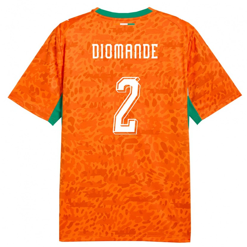 Danxen Pánské Pobřeží Slonoviny Ousmane Diomande #2 Oranžová Zelená Bílá Domů Hráčské Dresy 26-28 Dres