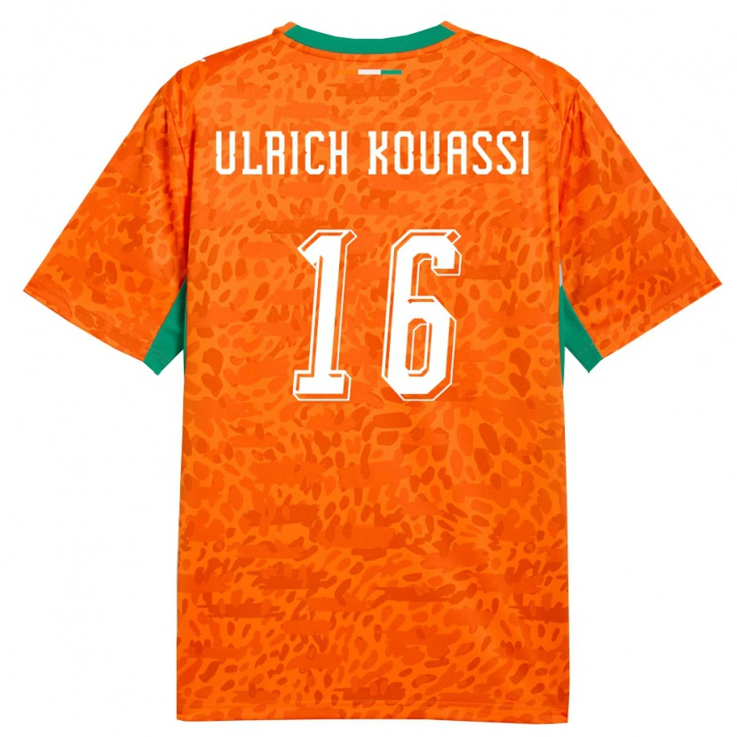Danxen Pánské Pobřeží Slonoviny Landry Ulrich Kouassi #16 Oranžová Zelená Bílá Domů Hráčské Dresy 26-28 Dres