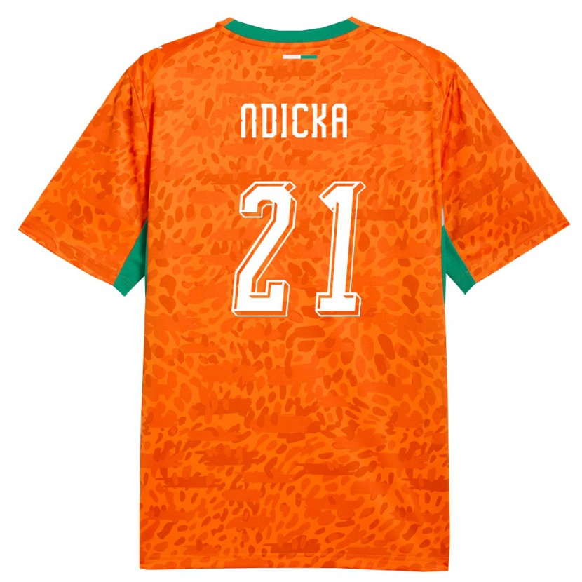 Danxen Pánské Pobřeží Slonoviny Evan Ndicka #21 Oranžová Zelená Bílá Domů Hráčské Dresy 26-28 Dres