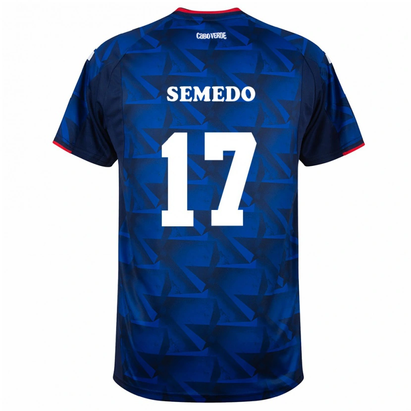 Danxen Pánské Kapverdy Willy Semedo #17 Královská Modrá Červená Domů Hráčské Dresy 26-28 Dres