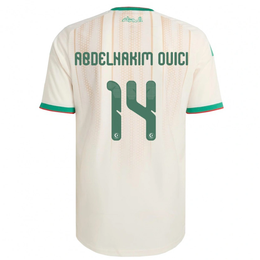 Danxen Pánské Alžírsko Hamza Abdelhakim Ouici #14 Smetanová Zelená Červená Domů Hráčské Dresy 26-28 Dres
