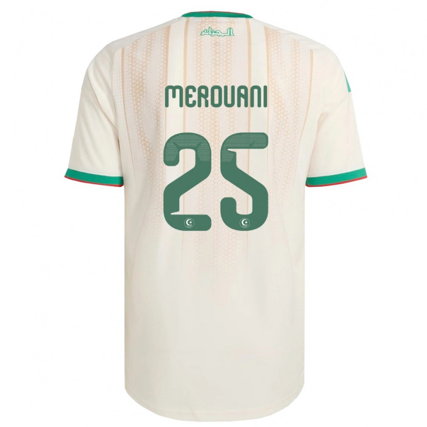 Danxen Pánské Alžírsko Djibril Merouani #25 Smetanová Zelená Červená Domů Hráčské Dresy 26-28 Dres