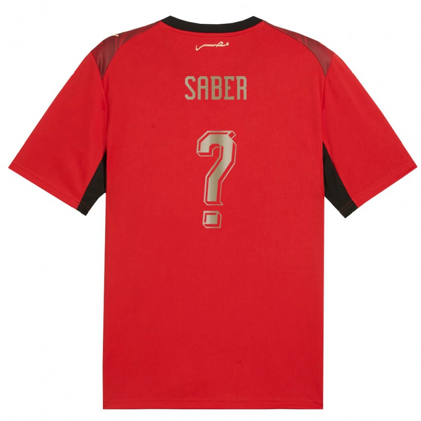 Danxen Pánské Egypt Youssef Saber #0 Červená Černá Zlatá Domů Hráčské Dresy 26-28 Dres