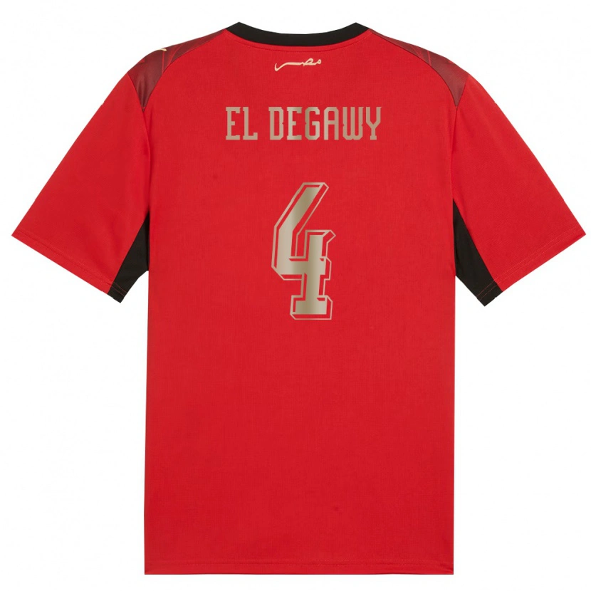Danxen Pánské Egypt Hamza El Degawy #4 Červená Černá Zlatá Domů Hráčské Dresy 26-28 Dres