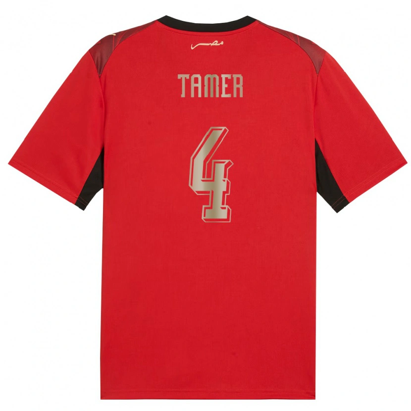 Danxen Pánské Egypt Yassin Tamer #4 Červená Černá Zlatá Domů Hráčské Dresy 26-28 Dres