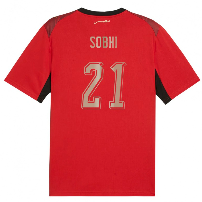 Danxen Pánské Egypt Khaled Sobhi #21 Červená Černá Zlatá Domů Hráčské Dresy 26-28 Dres