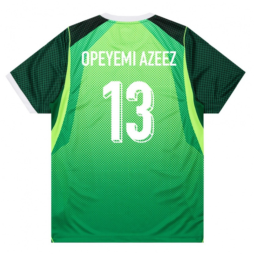 Danxen Pánské Nigérie Jubril Opeyemi Azeez #13 Zelená Bílá Domů Hráčské Dresy 26-28 Dres