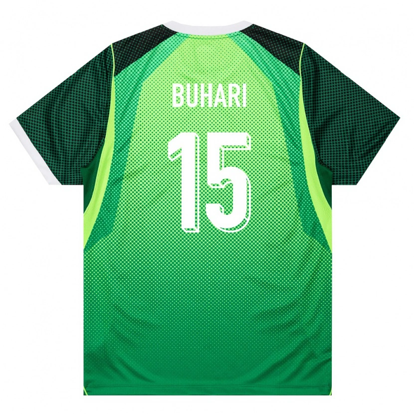 Danxen Pánské Nigérie Ibrahim Buhari #15 Zelená Bílá Domů Hráčské Dresy 26-28 Dres