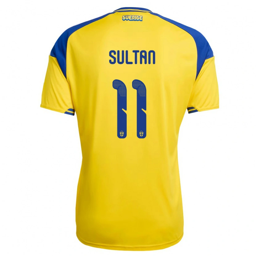 Danxen Pánské Švédsko Haydar Sultan #11 Žlutá Modrá Bílá Domů Hráčské Dresy 26-28 Dres