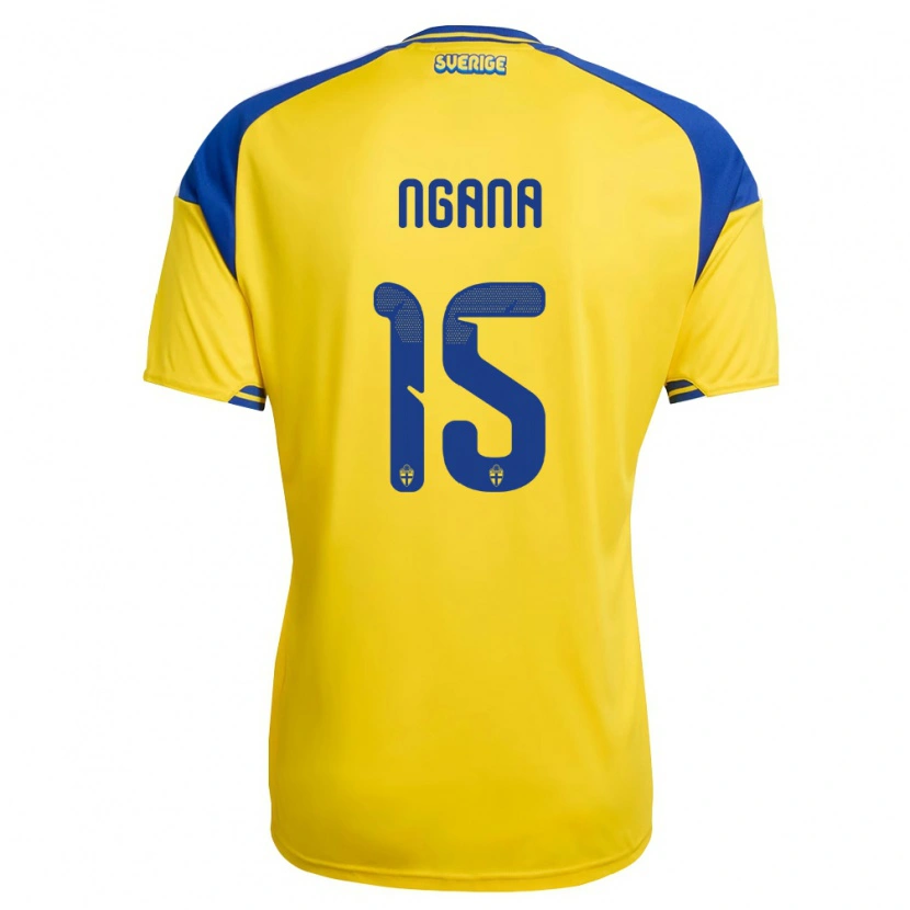Danxen Pánské Švédsko Warren Ngana #15 Žlutá Modrá Bílá Domů Hráčské Dresy 26-28 Dres