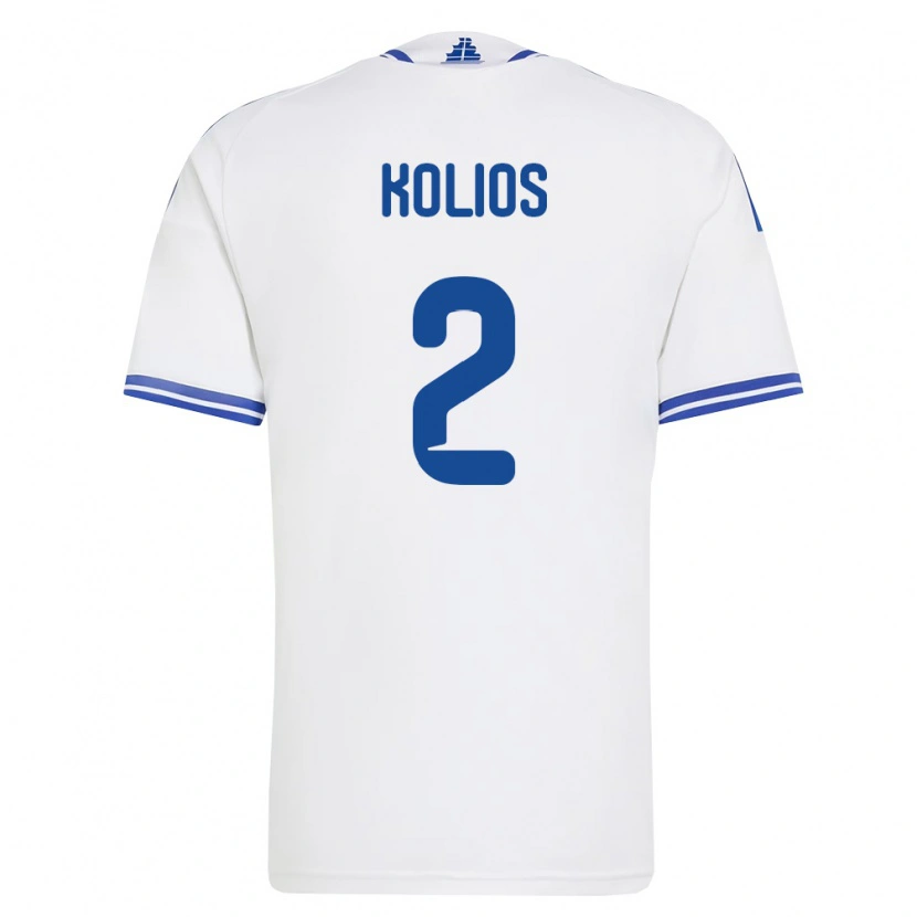 Danxen Pánské Řecko Angelos Kolios #2 Bílá Modrá Domů Hráčské Dresy 26-28 Dres