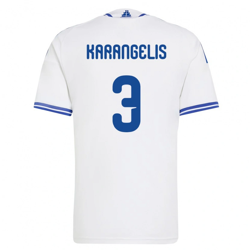 Danxen Pánské Řecko Konstantinos Karangelis #3 Bílá Modrá Domů Hráčské Dresy 26-28 Dres