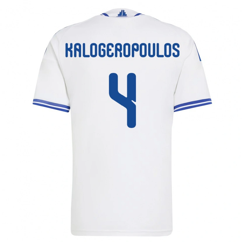 Danxen Pánské Řecko Alexios Kalogeropoulos #4 Bílá Modrá Domů Hráčské Dresy 26-28 Dres