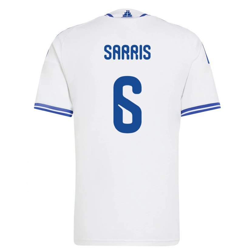 Danxen Pánské Řecko Giannis Sarris #6 Bílá Modrá Domů Hráčské Dresy 26-28 Dres