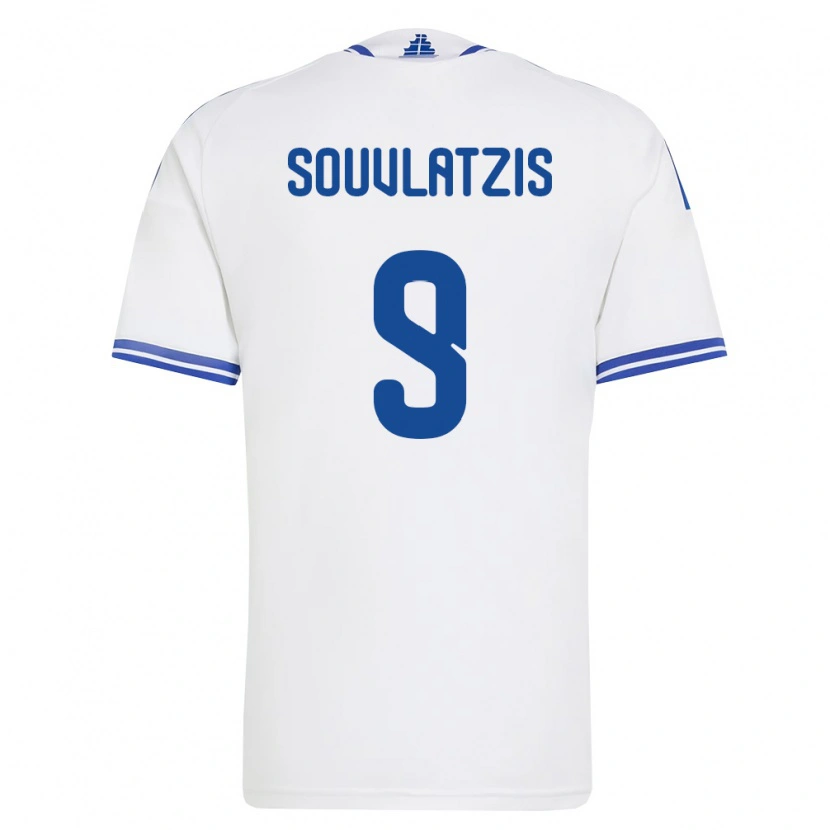 Danxen Pánské Řecko Konstantinos Souvlatzis #9 Bílá Modrá Domů Hráčské Dresy 26-28 Dres