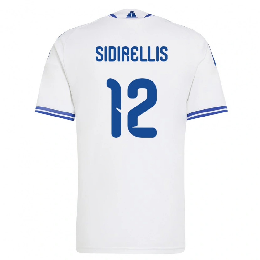 Danxen Pánské Řecko Konstantinos Sidirellis #12 Bílá Modrá Domů Hráčské Dresy 26-28 Dres