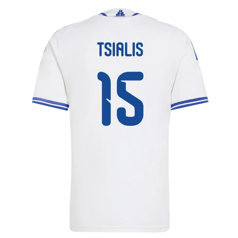 Danxen Pánské Řecko Giannis Tsialis #15 Bílá Modrá Domů Hráčské Dresy 26-28 Dres