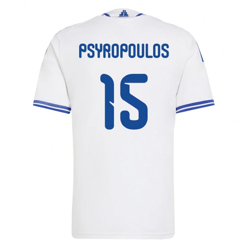 Danxen Pánské Řecko Stavros Psyropoulos #15 Bílá Modrá Domů Hráčské Dresy 26-28 Dres